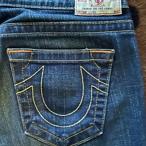 True Religion Women's Denim Jeans with Orange Stitching